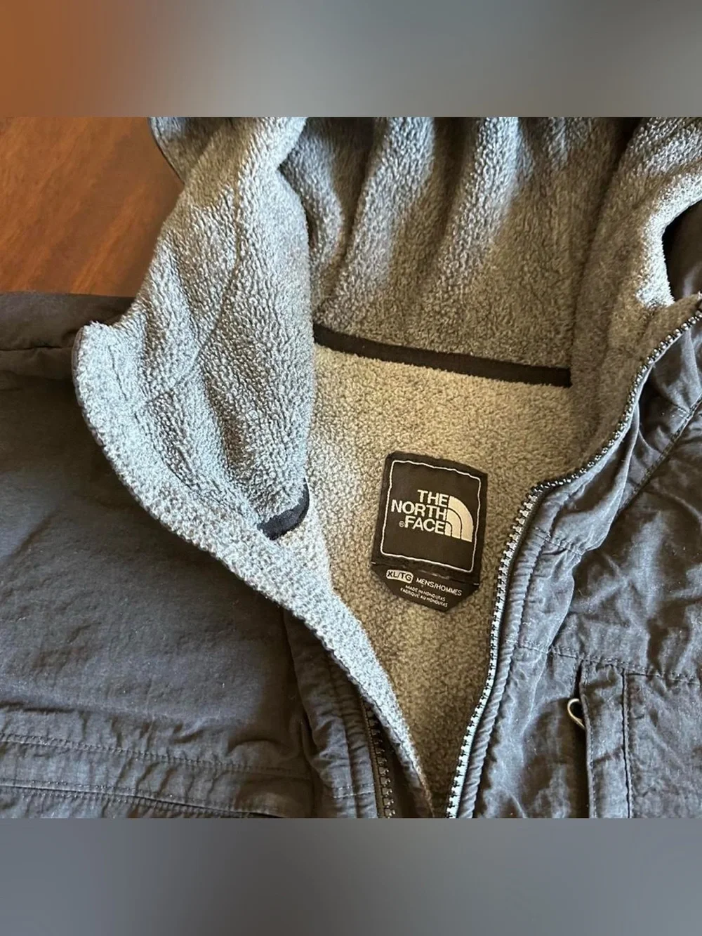 The North Face Denali Hooded Fleece Jacket Men’s XL Gray Black